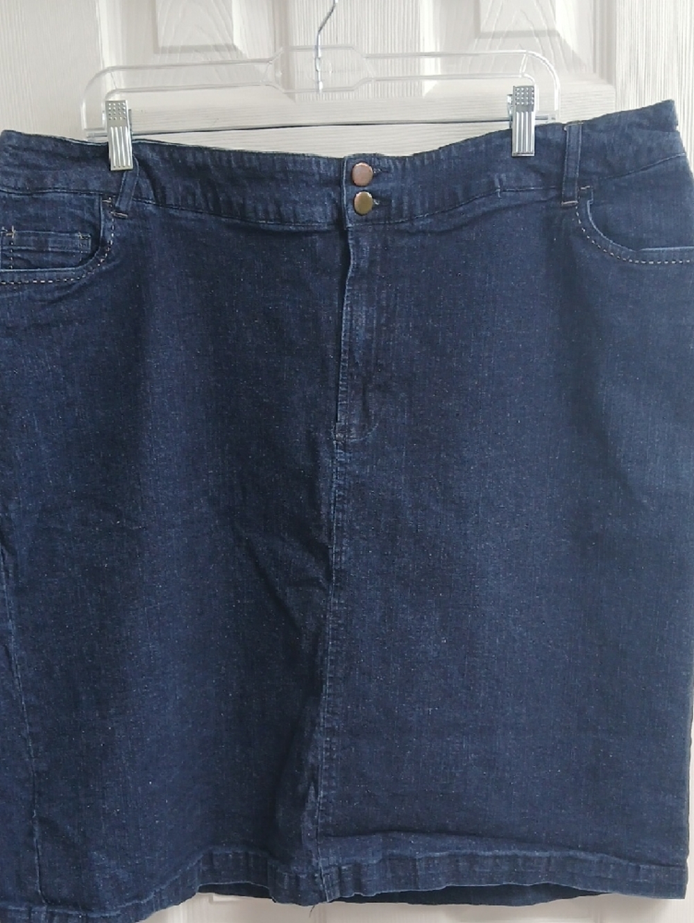 JMS Classic Dark Wash Short Denim Plus Size Skirt 20W